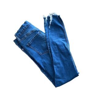 Free People Shark Bite Raw-Hem Ripped Crop Skinny Jeans